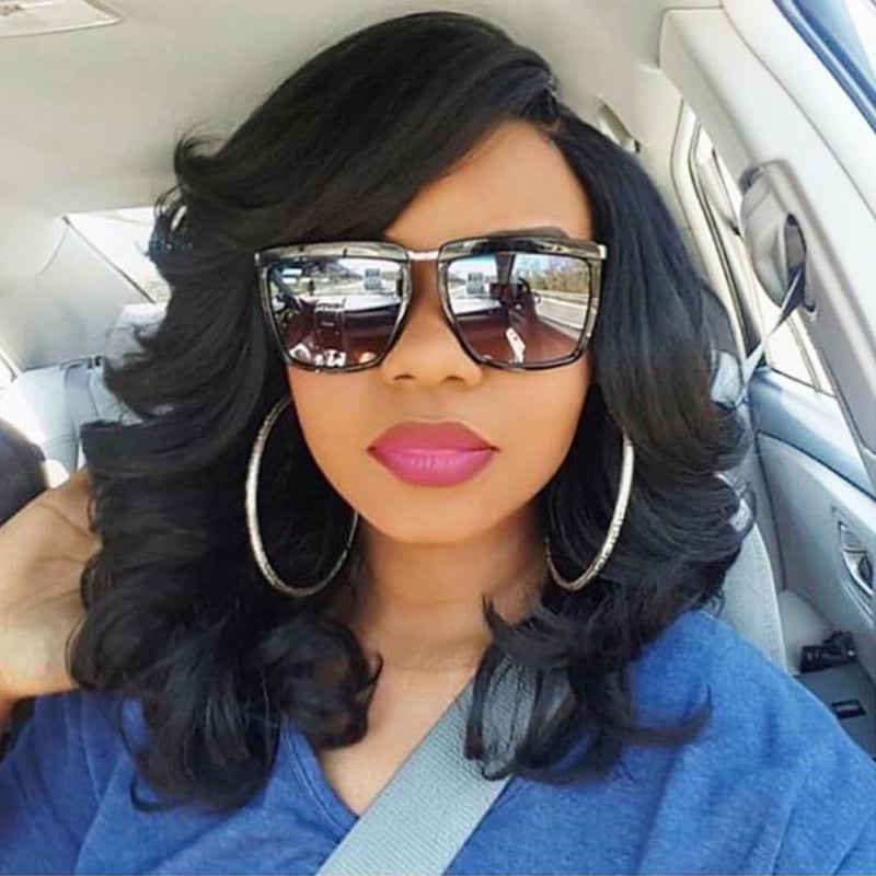 Lady Miranda Loose Wave Lace Part Wig Pure Color Nature Curly Synthetic Heat Resistant Weave Full Wigs for Women(Black) - Image 1